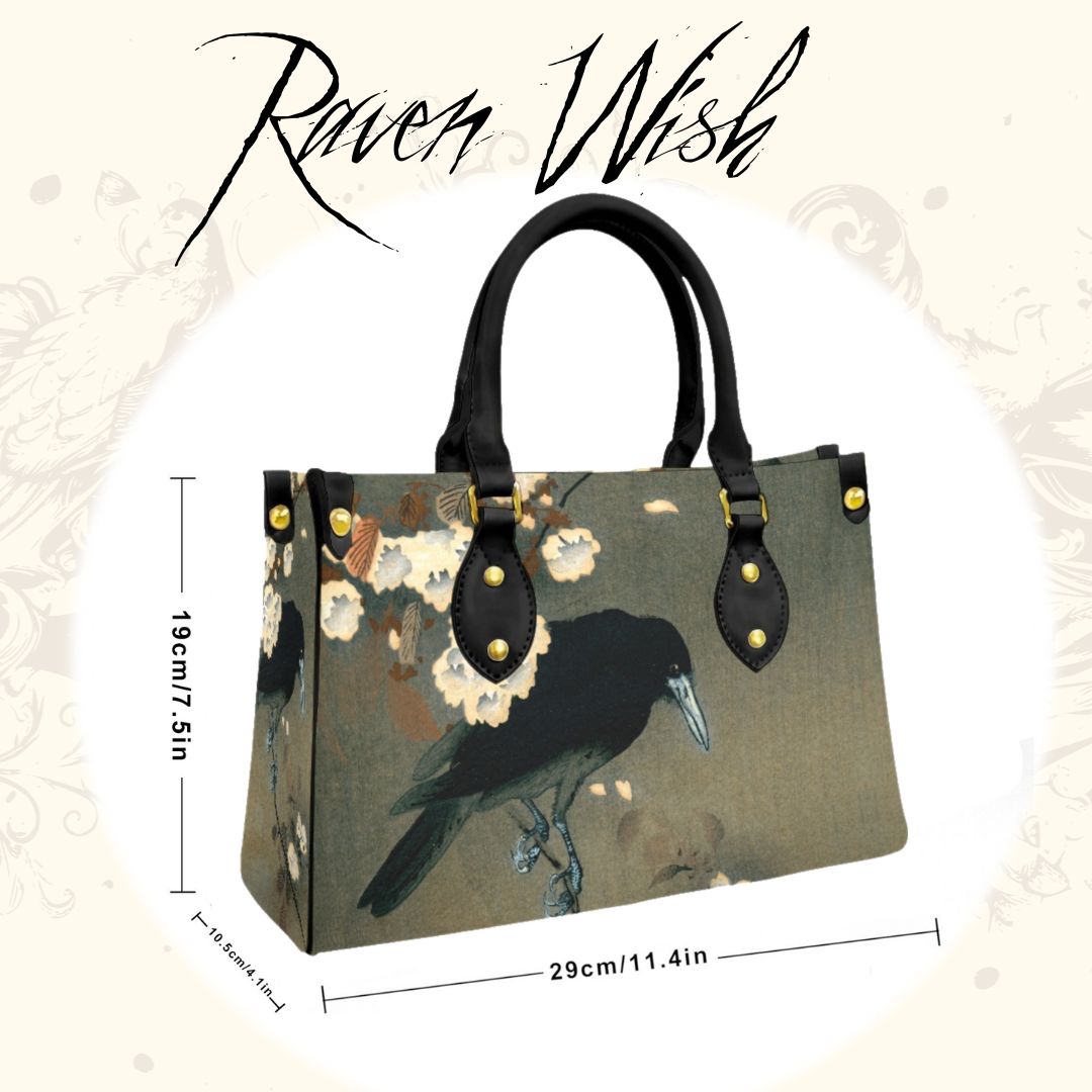 Crow Purse Olive Green Floral Handbag | Ohara Koson Calming Japanese Art Print Vegan Leather Witchy