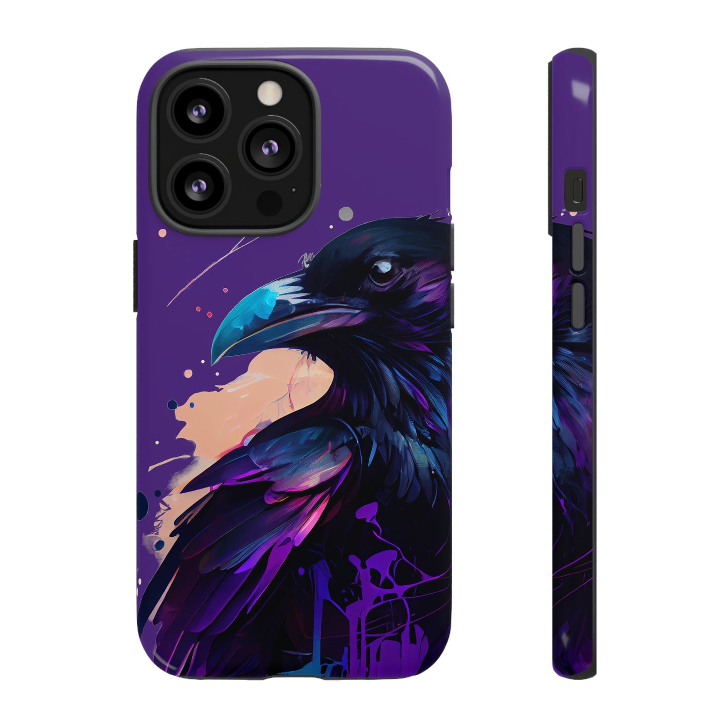 Purple Witchy Raven Print Phone Cover | Glossy Tough Cases iPhone Samsung Google Pixel