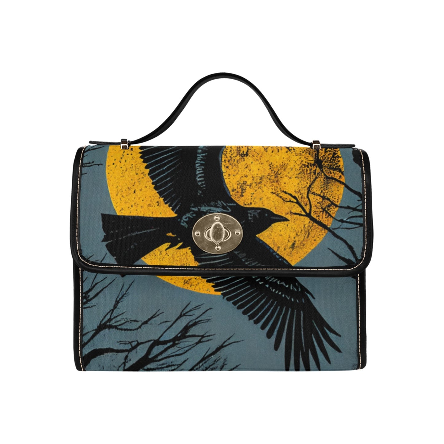 As The Crow Flies Satchel Purse Witchy Grunge Canvas Small Crossbody Bag Witch Core Odin Spirit Companion Poe Raven Satchel Empath Protection Goth Emo