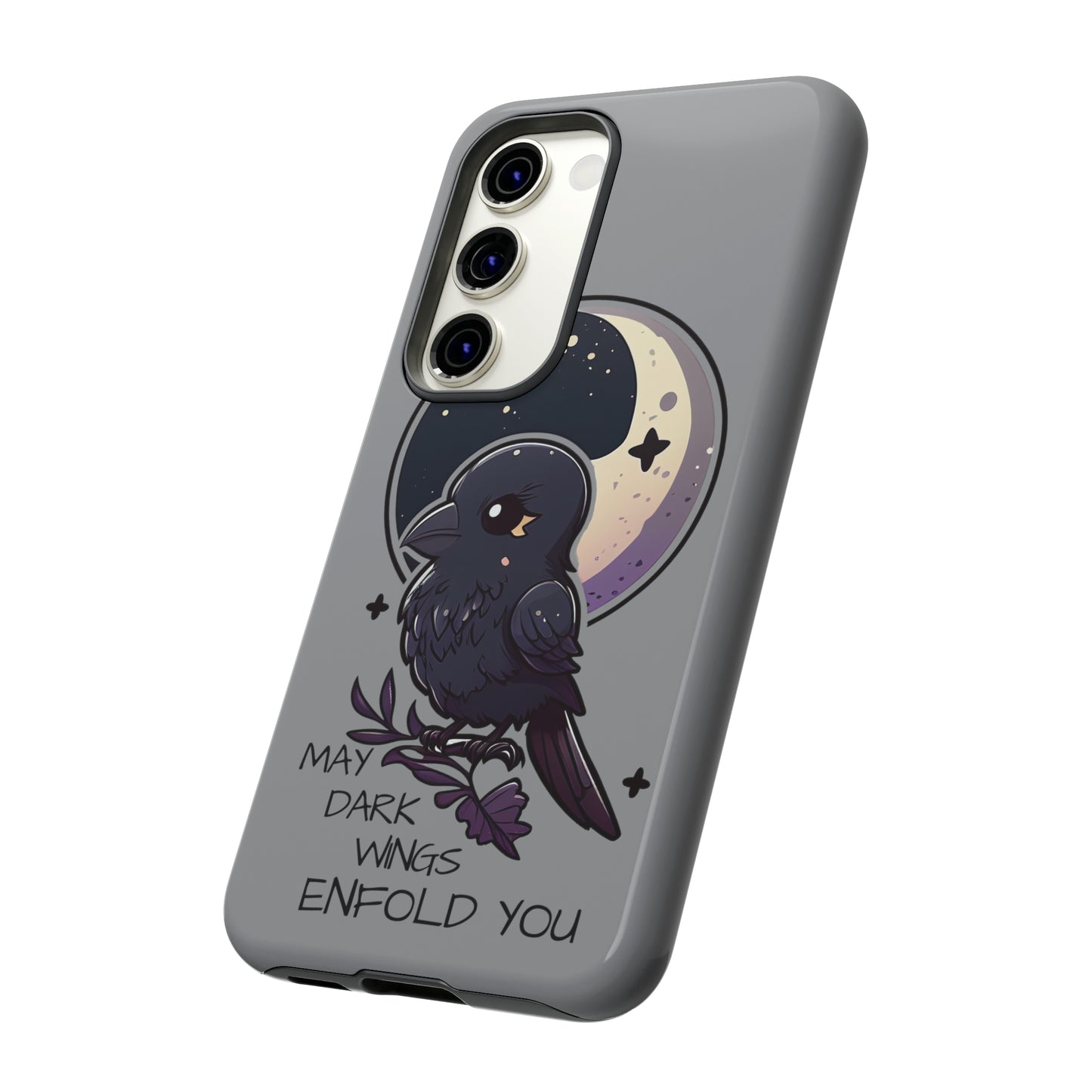 Raven Blessing Tough Phone Case Empath Protection Crowcore Witchcore Odin Edgar Allan Poe Cute Chibi Kawaii Goth Witchy Accessories Yamikawaii Cell Cover