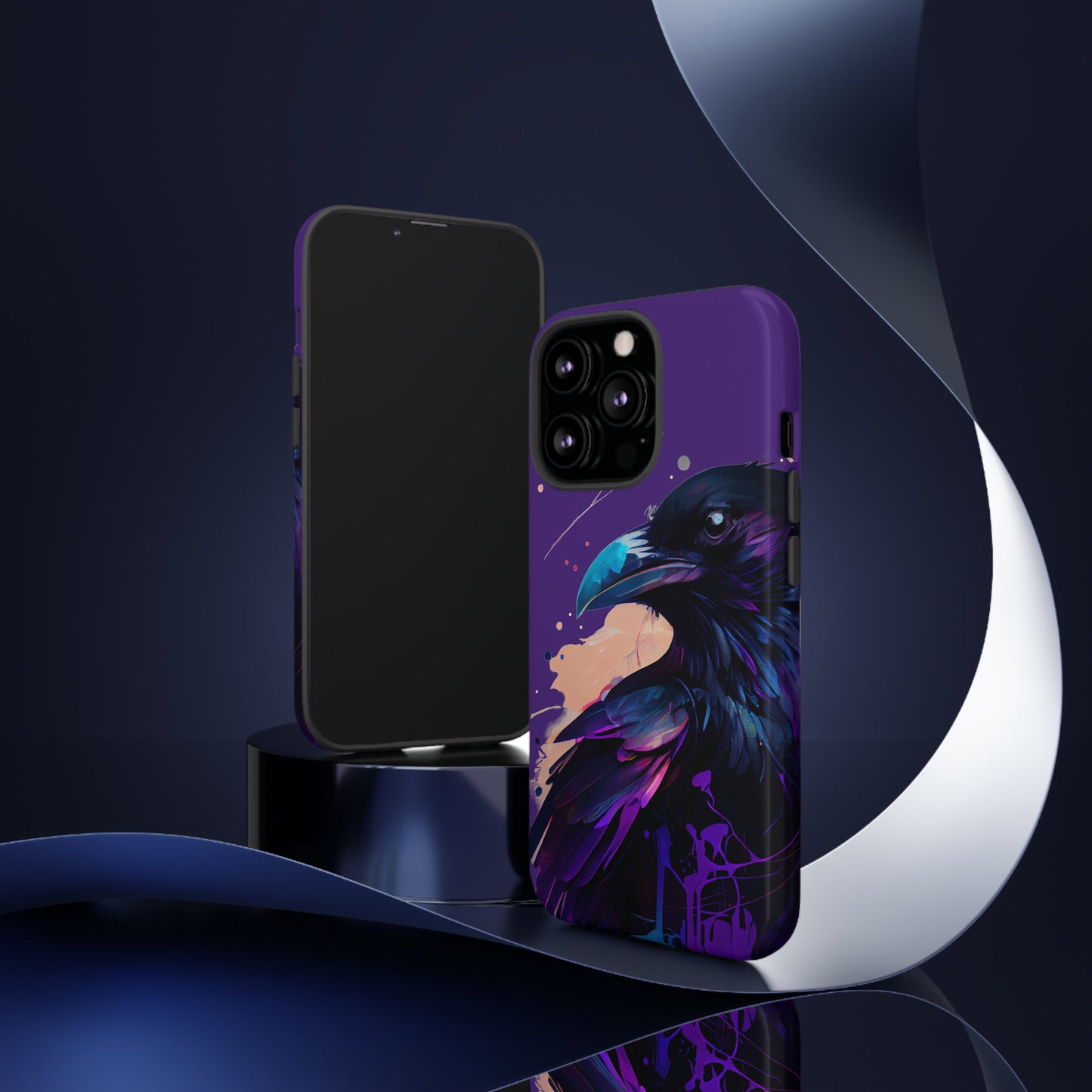 Purple Witchy Raven Print Phone Cover | Glossy Tough Cases iPhone Samsung Google Pixel