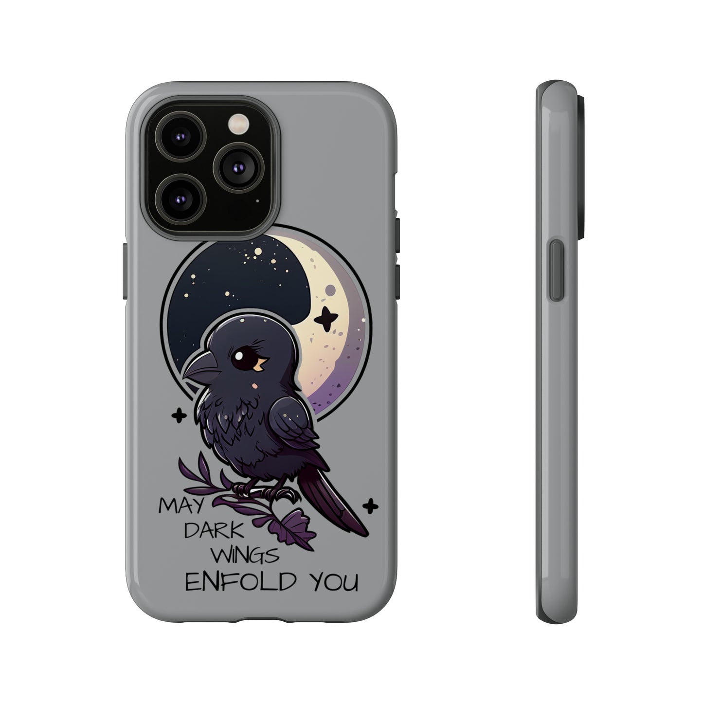 Raven Blessing Tough Phone Case Empath Protection Crowcore Witchcore Odin Edgar Allan Poe Cute Chibi Kawaii Goth Witchy Accessories Yamikawaii Cell Cover