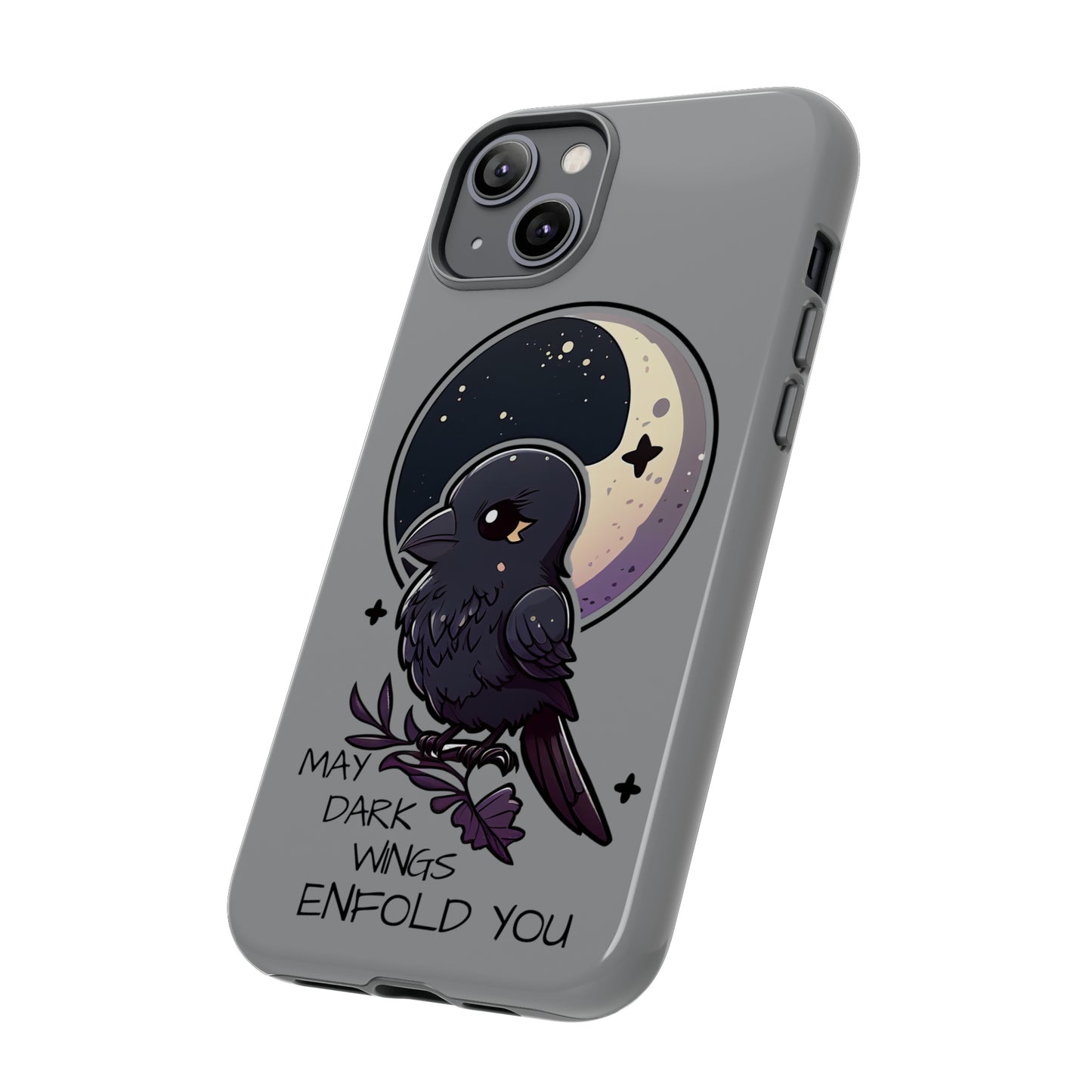 Raven Blessing Tough Phone Case Empath Protection Crowcore Witchcore Odin Edgar Allan Poe Cute Chibi Kawaii Goth Witchy Accessories Yamikawaii Cell Cover