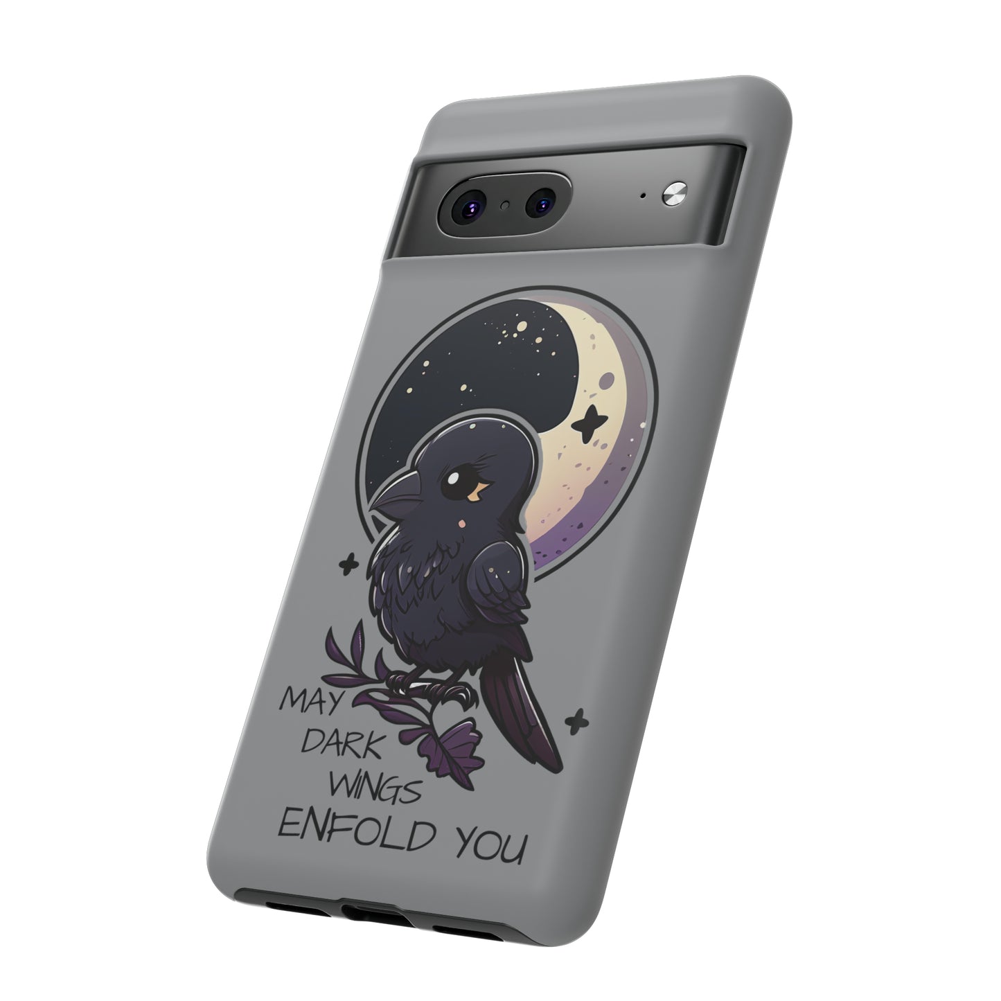 Raven Blessing Tough Phone Case Empath Protection Crowcore Witchcore Odin Edgar Allan Poe Cute Chibi Kawaii Goth Witchy Accessories Yamikawaii Cell Cover