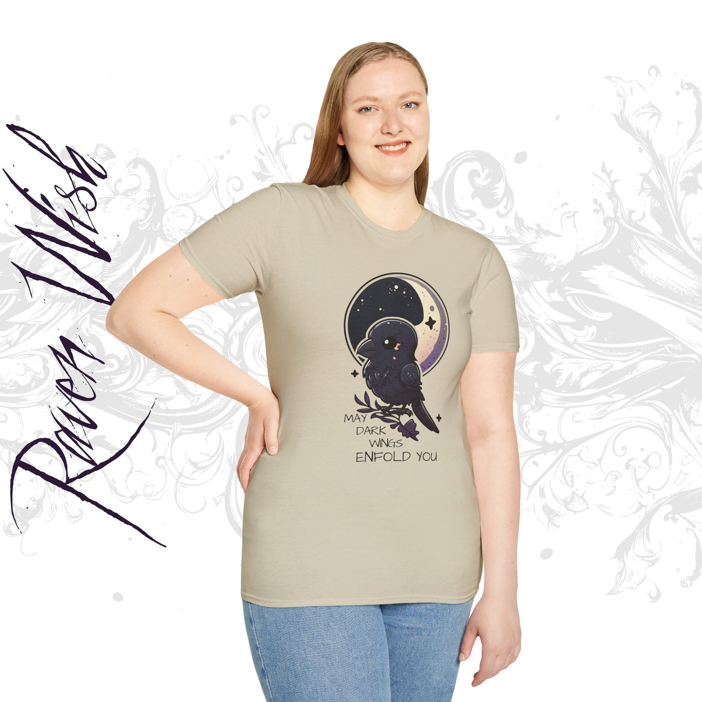 Raven Blessing Tshirt Empath Protection Shirt Crowcore Witchcore Odin Edgar Allan Poe Cute Chibi Kawaii Goth Witchy Clothes Yamikawaii Alt Clothing