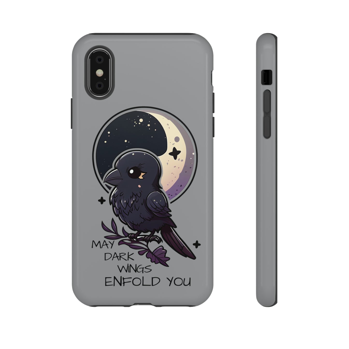 Raven Blessing Tough Phone Case Empath Protection Crowcore Witchcore Odin Edgar Allan Poe Cute Chibi Kawaii Goth Witchy Accessories Yamikawaii Cell Cover