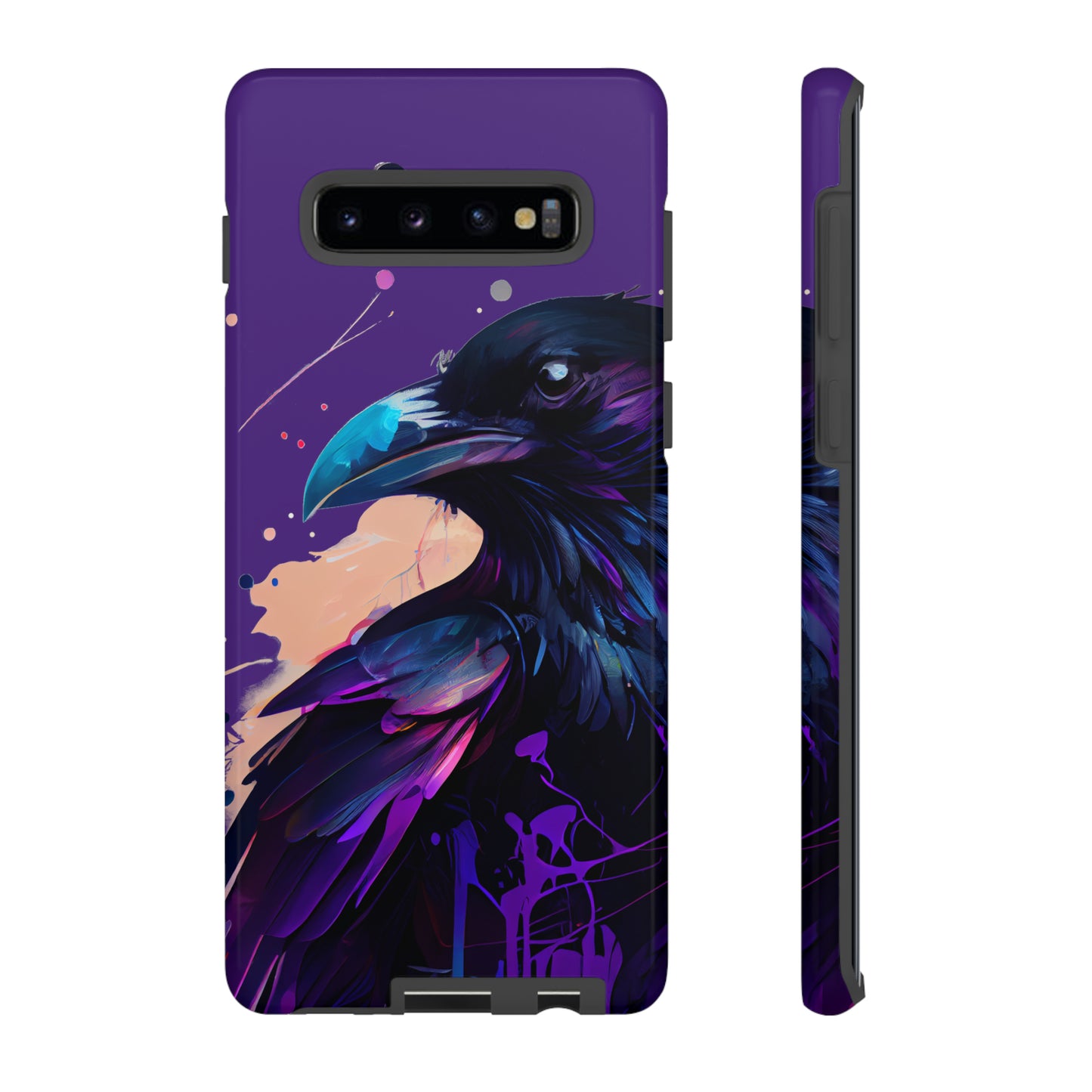 Purple Witchy Raven Print Phone Cover | Glossy Tough Cases iPhone Samsung Google Pixel