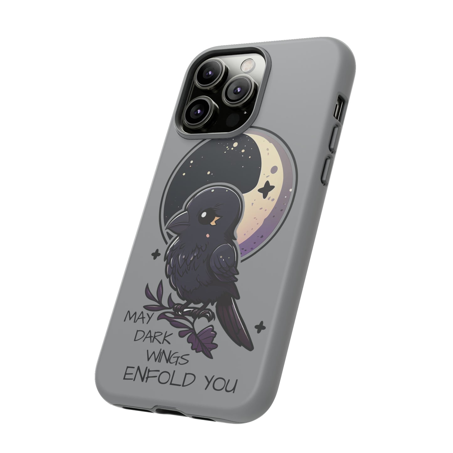 Raven Blessing Tough Phone Case Empath Protection Crowcore Witchcore Odin Edgar Allan Poe Cute Chibi Kawaii Goth Witchy Accessories Yamikawaii Cell Cover