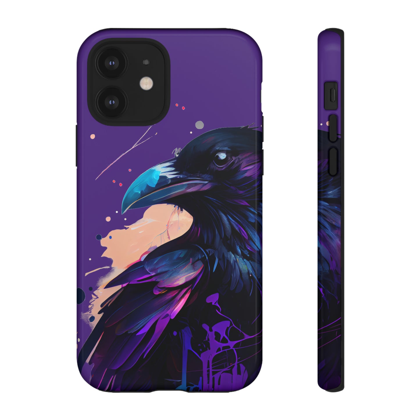 Purple Witchy Raven Print Phone Cover | Glossy Tough Cases iPhone Samsung Google Pixel