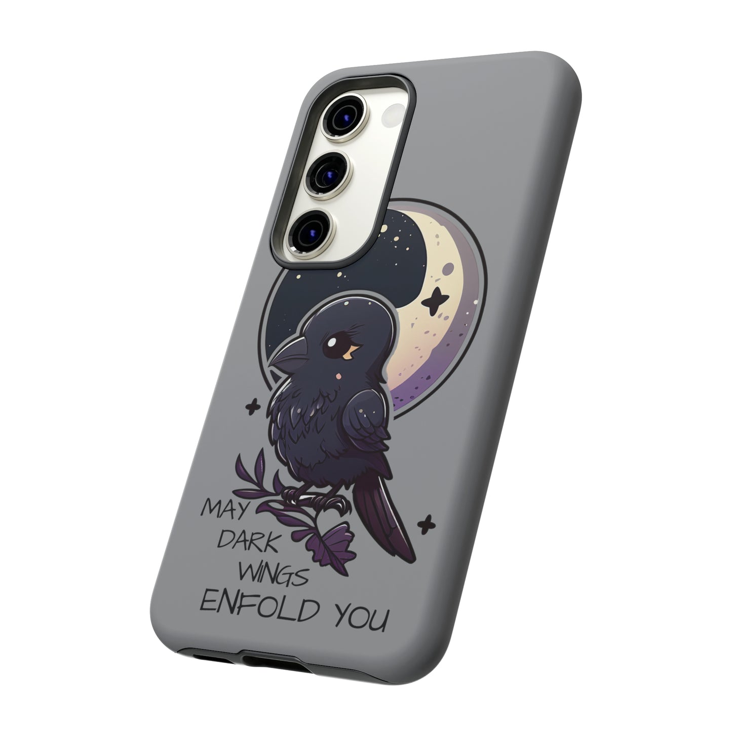 Raven Blessing Tough Phone Case Empath Protection Crowcore Witchcore Odin Edgar Allan Poe Cute Chibi Kawaii Goth Witchy Accessories Yamikawaii Cell Cover