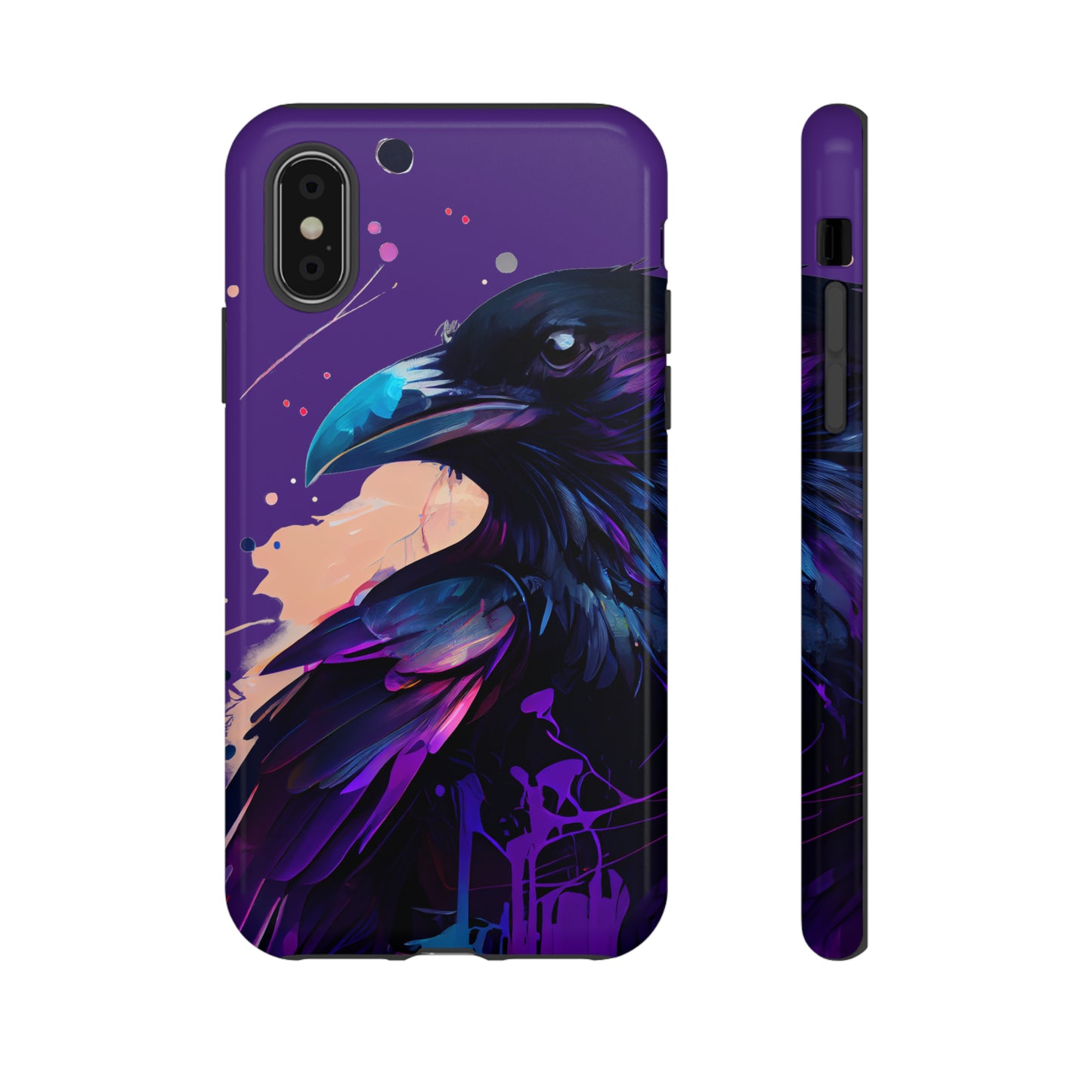 Purple Witchy Raven Print Phone Cover | Glossy Tough Cases iPhone Samsung Google Pixel