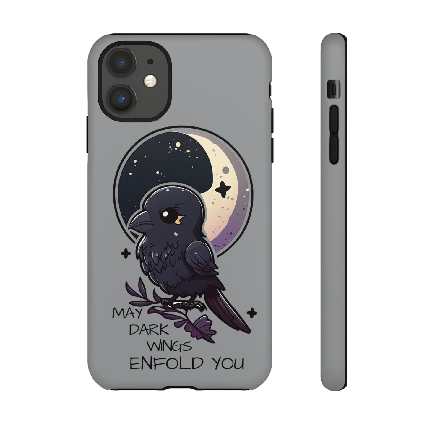 Raven Blessing Tough Phone Case Empath Protection Crowcore Witchcore Odin Edgar Allan Poe Cute Chibi Kawaii Goth Witchy Accessories Yamikawaii Cell Cover