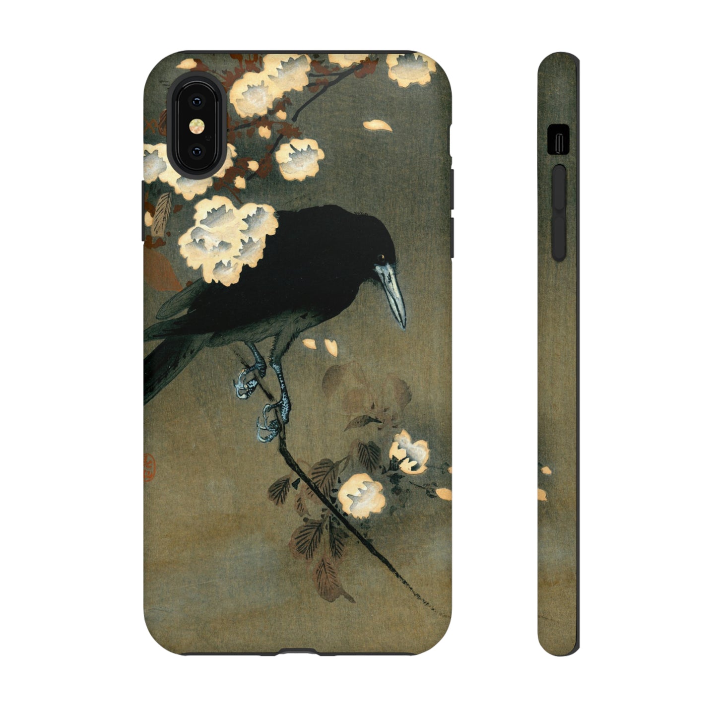 Crow and Cherry Blossoms Cell Case | Vintage Ukiyoe Raven Print by Ohara Koson