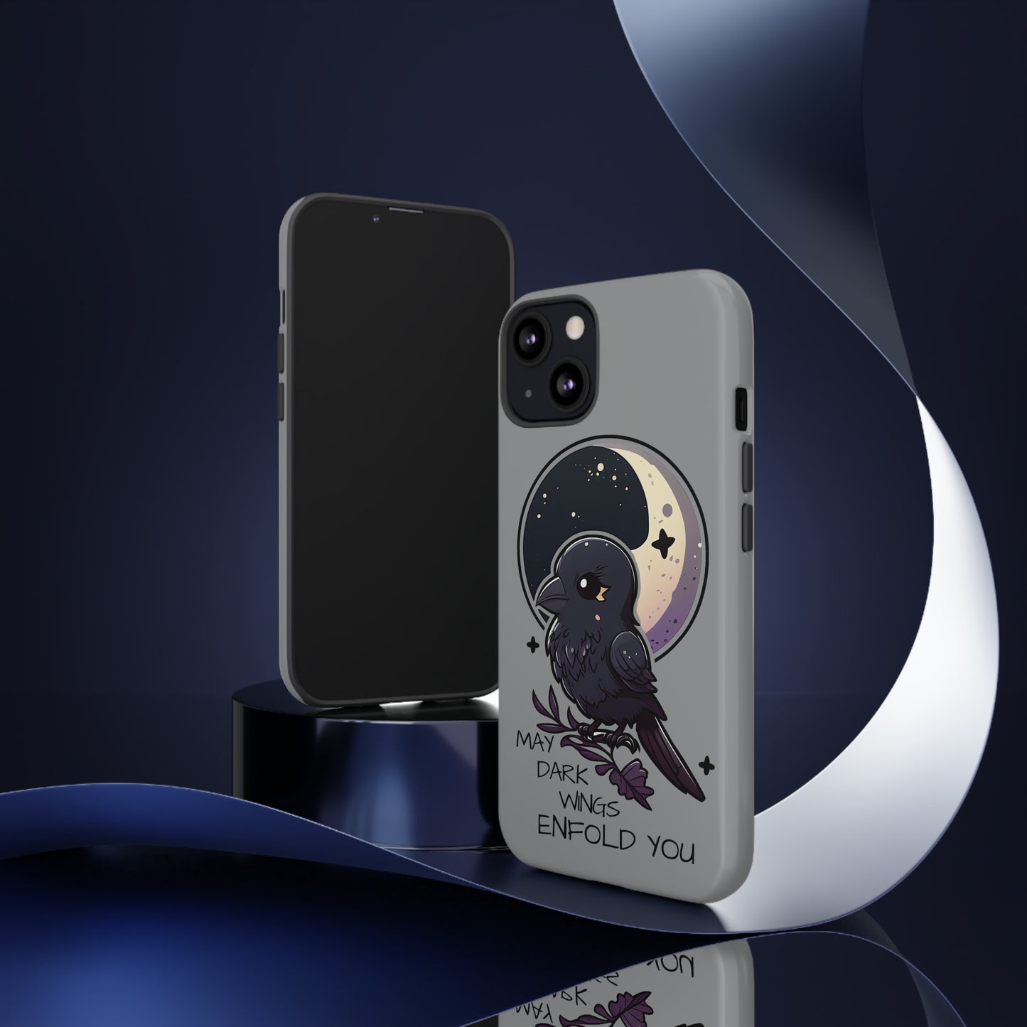 Raven Blessing Tough Phone Case Empath Protection Crowcore Witchcore Odin Edgar Allan Poe Cute Chibi Kawaii Goth Witchy Accessories Yamikawaii Cell Cover