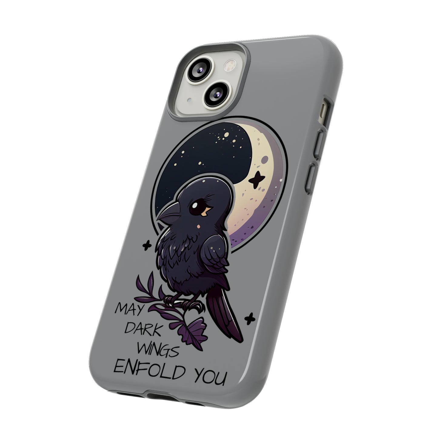 Raven Blessing Tough Phone Case Empath Protection Crowcore Witchcore Odin Edgar Allan Poe Cute Chibi Kawaii Goth Witchy Accessories Yamikawaii Cell Cover