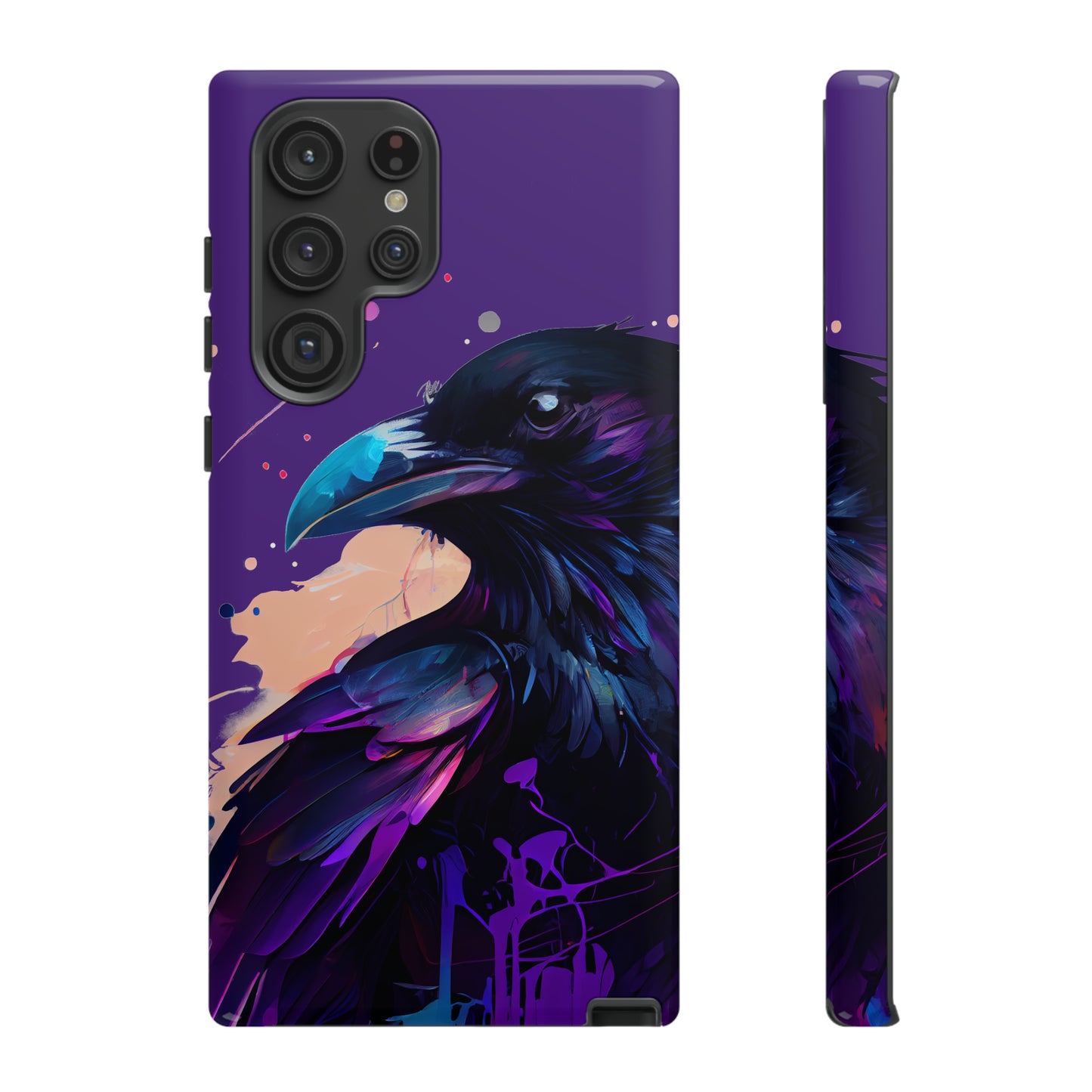 Purple Witchy Raven Print Phone Cover | Glossy Tough Cases iPhone Samsung Google Pixel