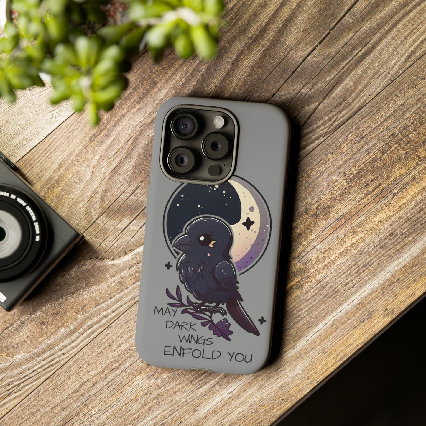 Raven Blessing Tough Phone Case Empath Protection Crowcore Witchcore Odin Edgar Allan Poe Cute Chibi Kawaii Goth Witchy Accessories Yamikawaii Cell Cover