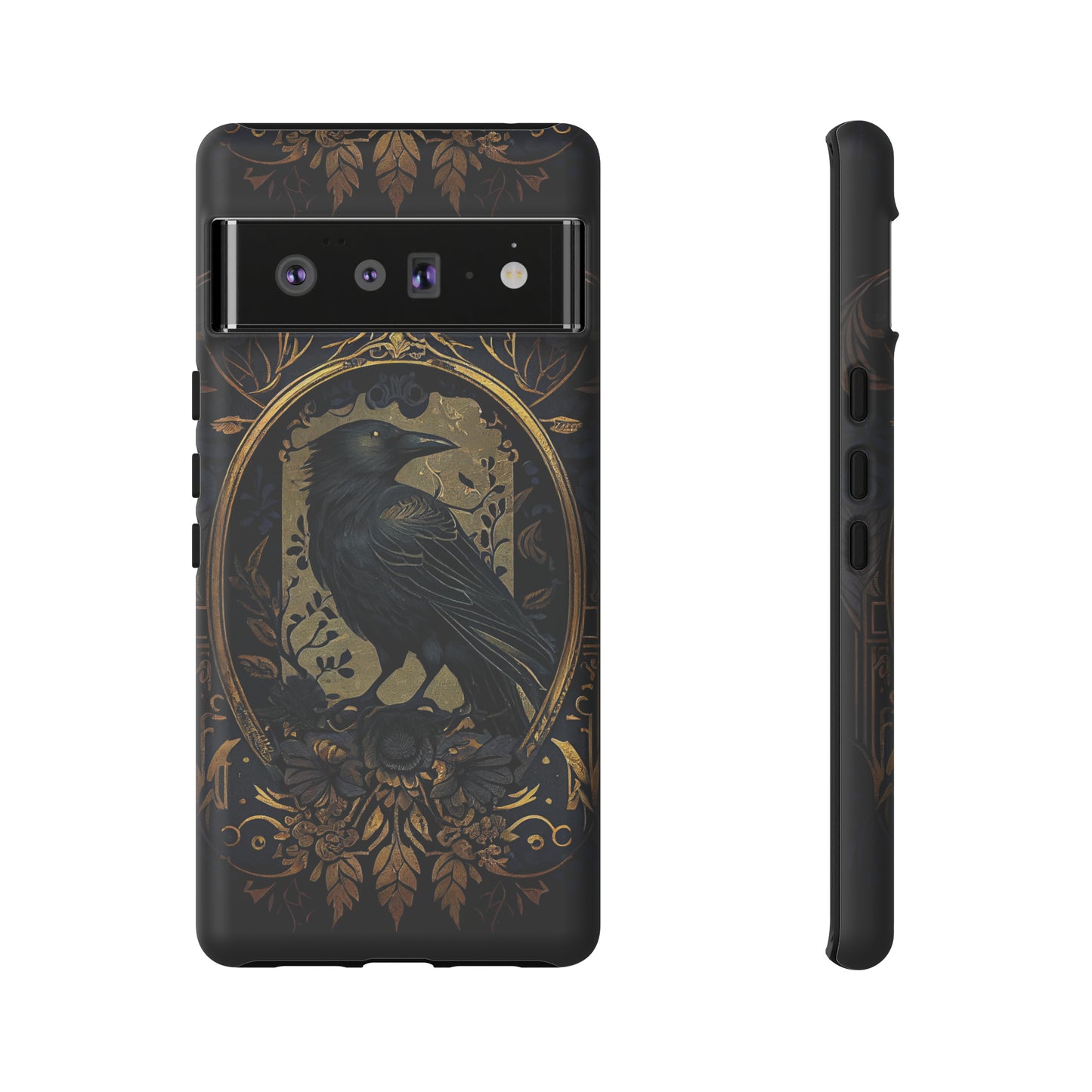 Golden Raven Guardian Phone Case | Elegant Gothic Style 2-layer Tough Phone Cases