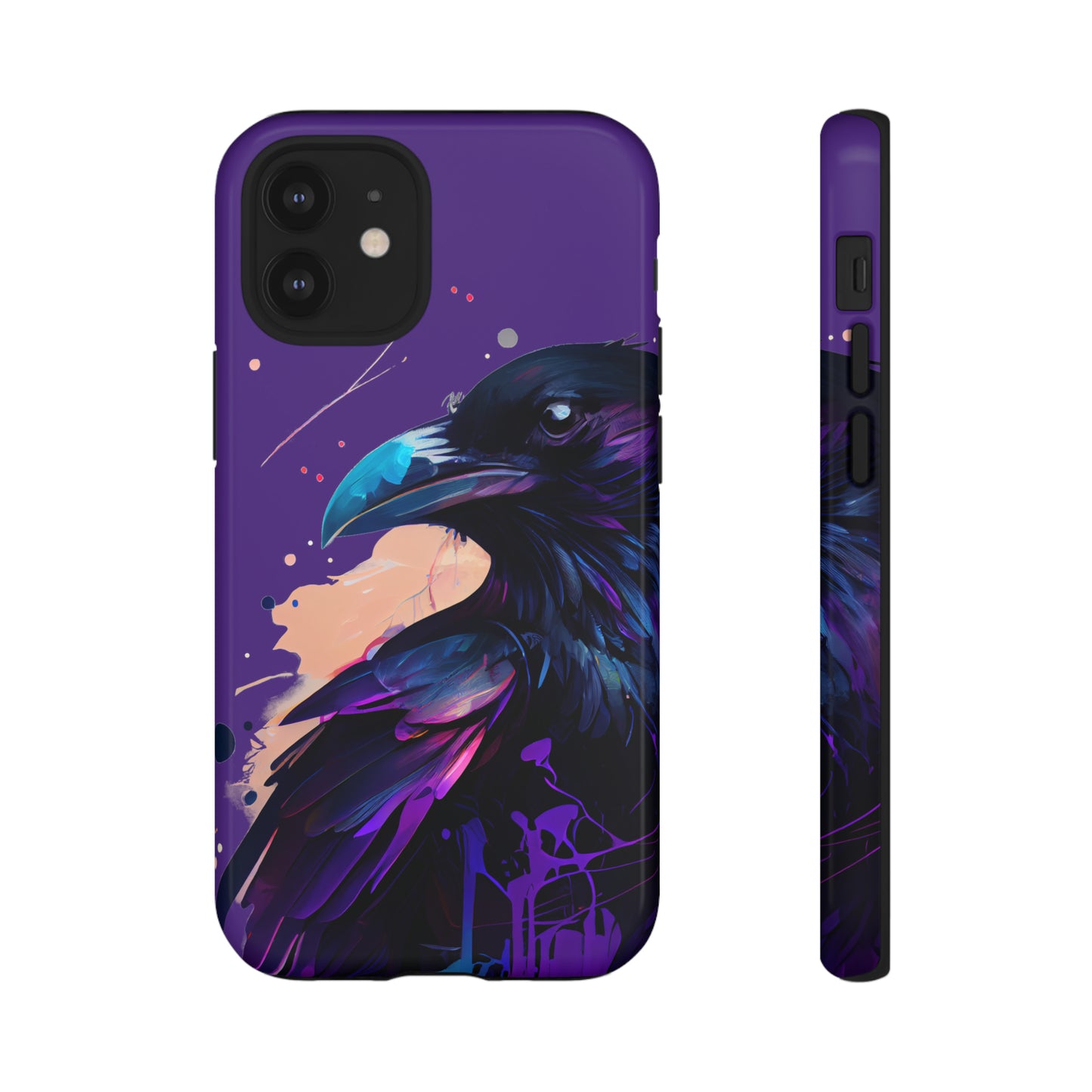 Purple Witchy Raven Print Phone Cover | Glossy Tough Cases iPhone Samsung Google Pixel