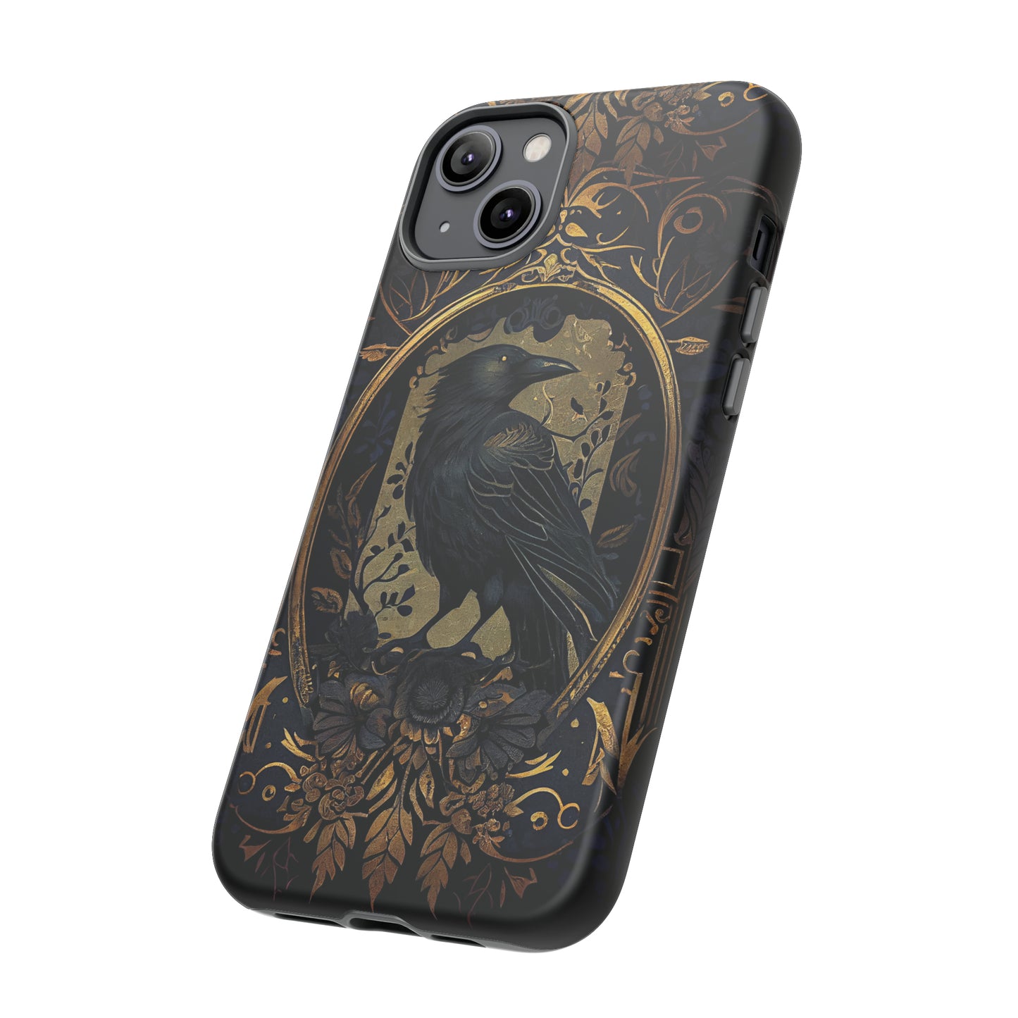 Golden Raven Guardian Phone Case | Elegant Gothic Style 2-layer Tough Phone Cases