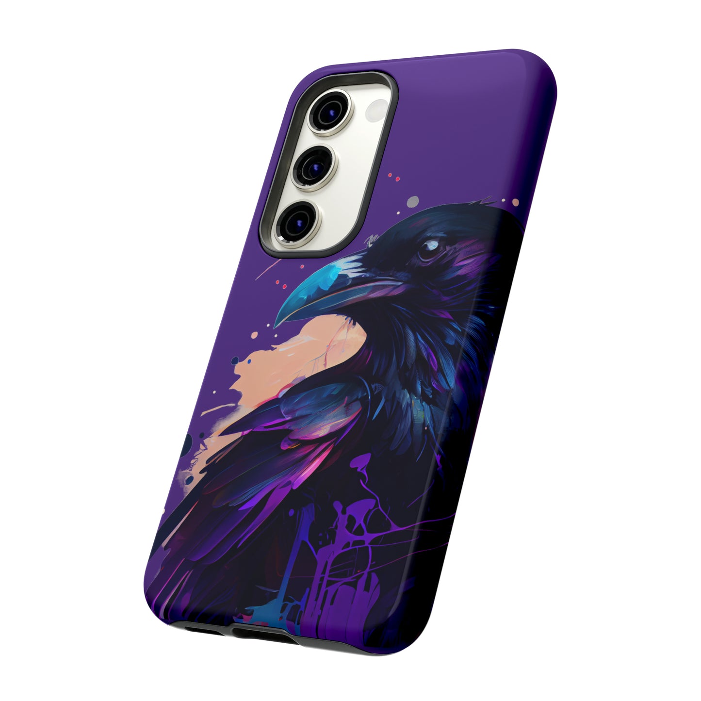 Purple Witchy Raven Print Phone Cover | Glossy Tough Cases iPhone Samsung Google Pixel