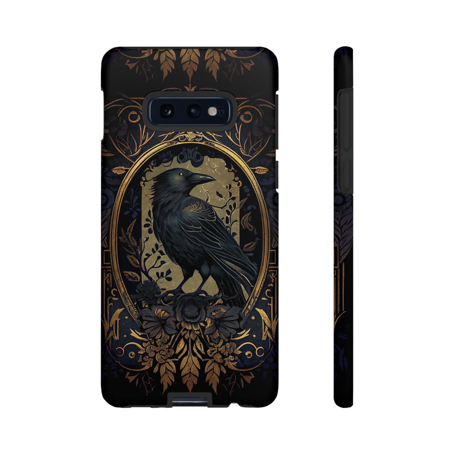 Golden Raven Guardian Phone Case | Elegant Gothic Style 2-layer Tough Phone Cases