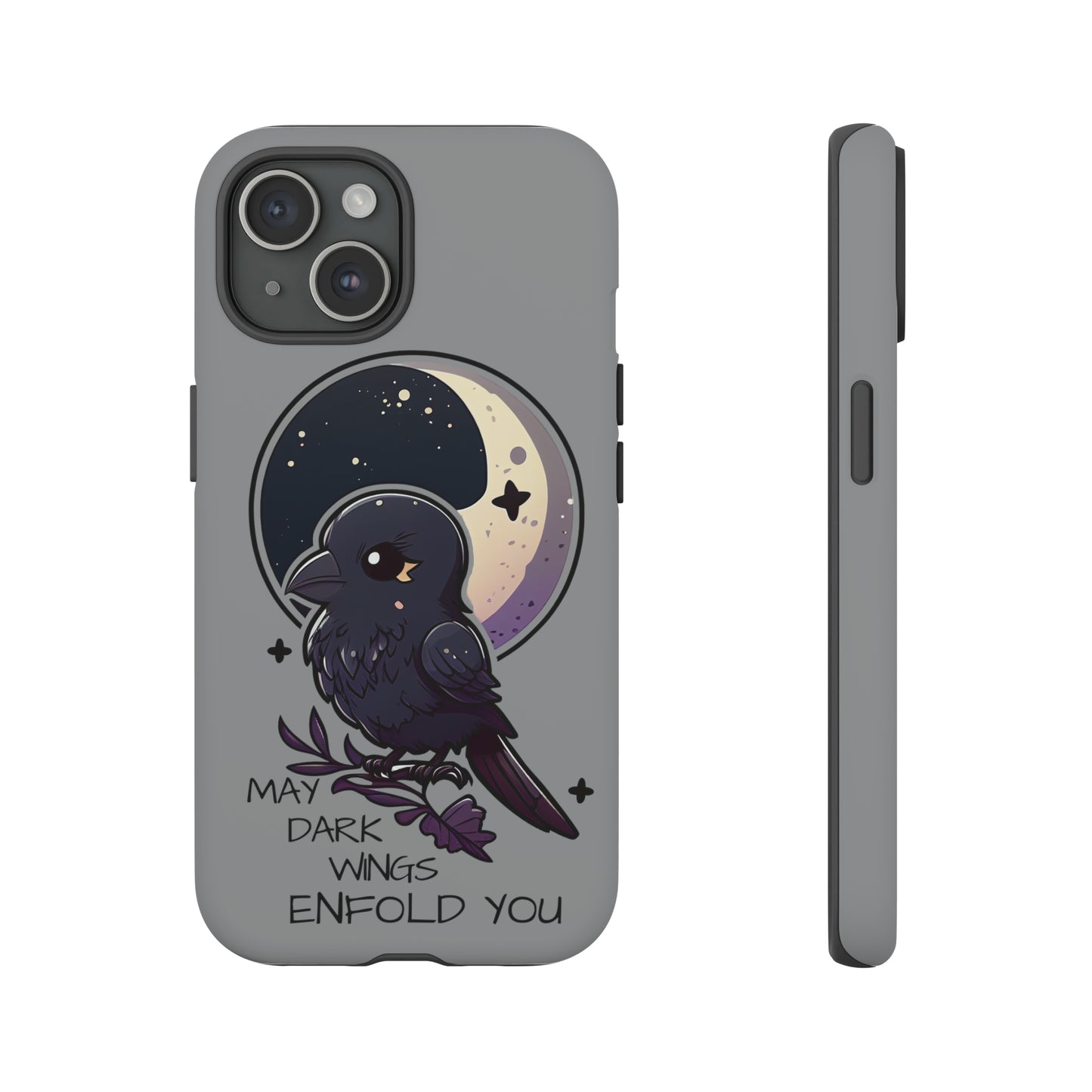 Raven Blessing Tough Phone Case Empath Protection Crowcore Witchcore Odin Edgar Allan Poe Cute Chibi Kawaii Goth Witchy Accessories Yamikawaii Cell Cover