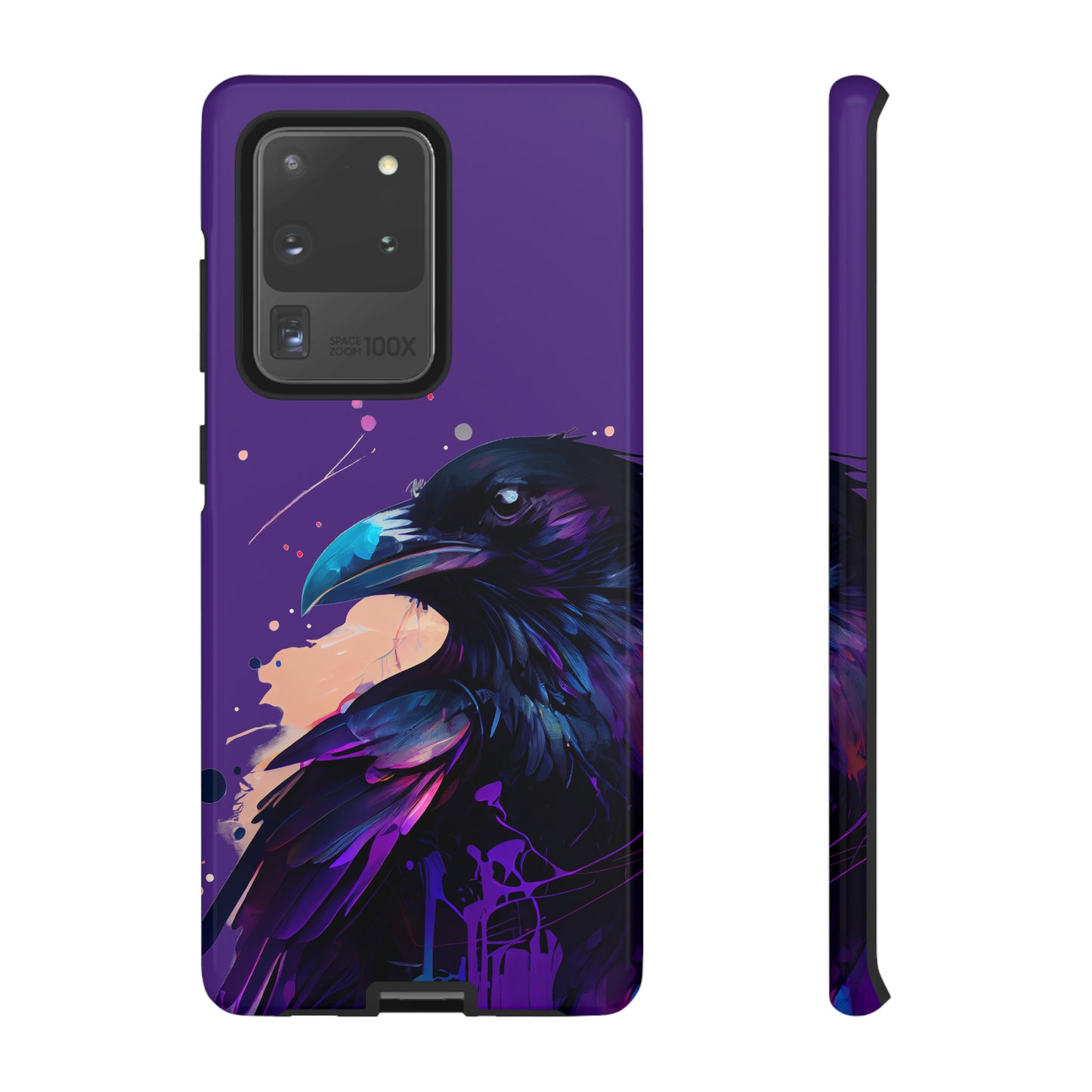 Purple Witchy Raven Print Phone Cover | Glossy Tough Cases iPhone Samsung Google Pixel