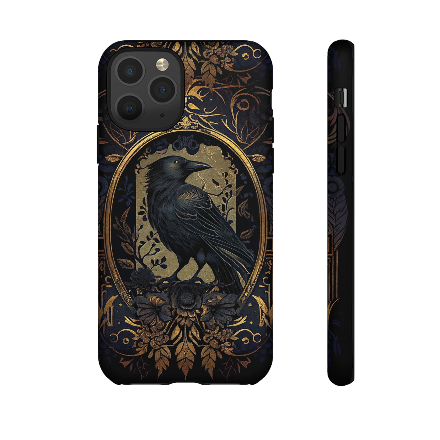 Golden Raven Guardian Phone Case | Elegant Gothic Style 2-layer Tough Phone Cases