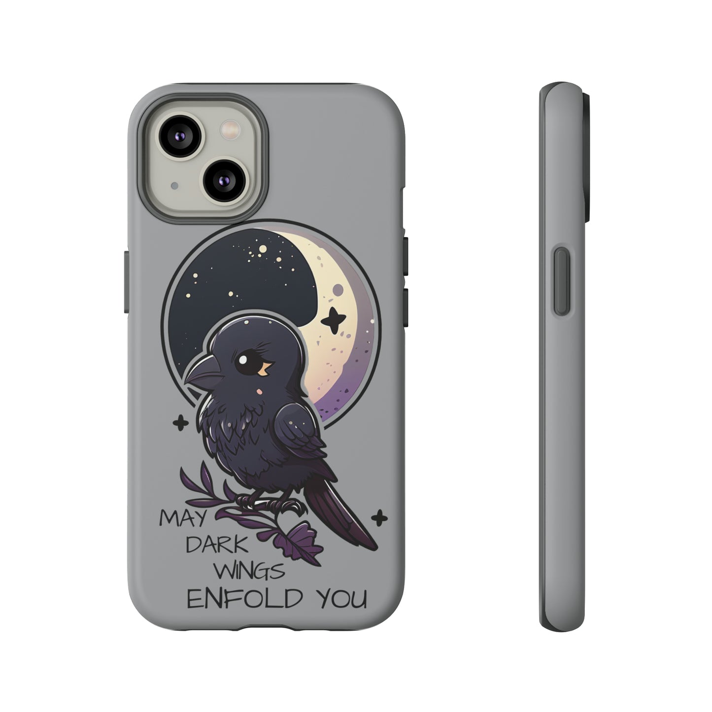 Raven Blessing Tough Phone Case Empath Protection Crowcore Witchcore Odin Edgar Allan Poe Cute Chibi Kawaii Goth Witchy Accessories Yamikawaii Cell Cover