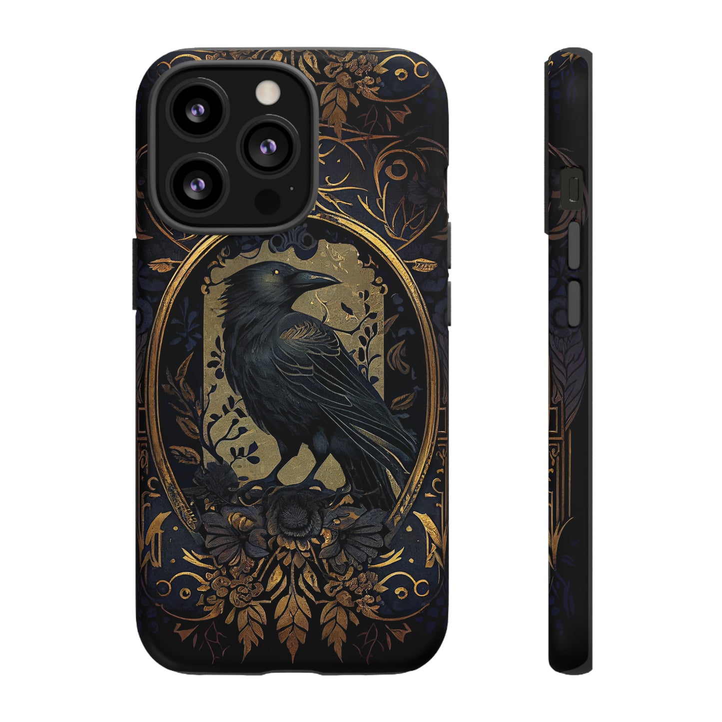 Golden Raven Guardian Phone Case | Elegant Gothic Style 2-layer Tough Phone Cases