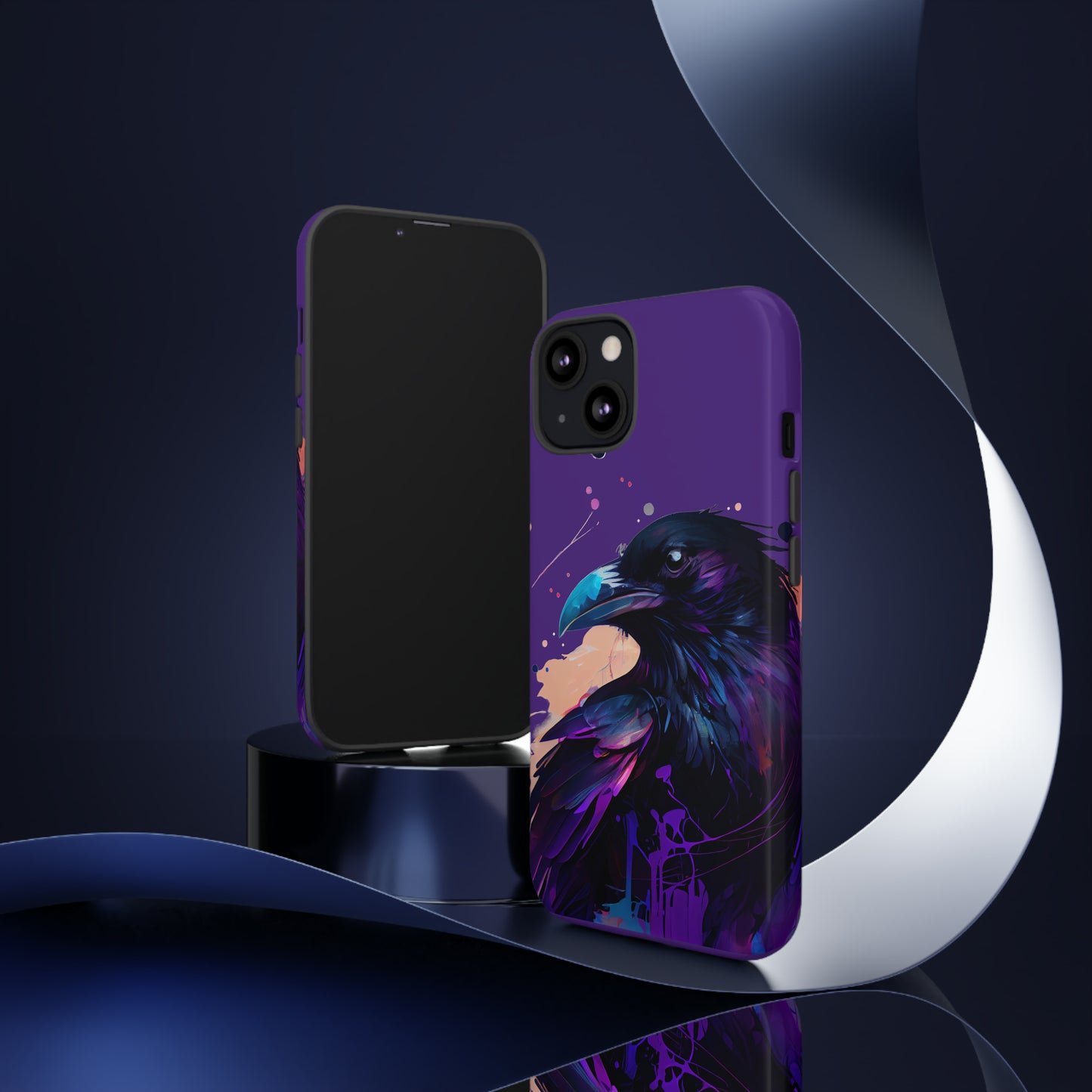 Purple Witchy Raven Print Phone Cover | Glossy Tough Cases iPhone Samsung Google Pixel