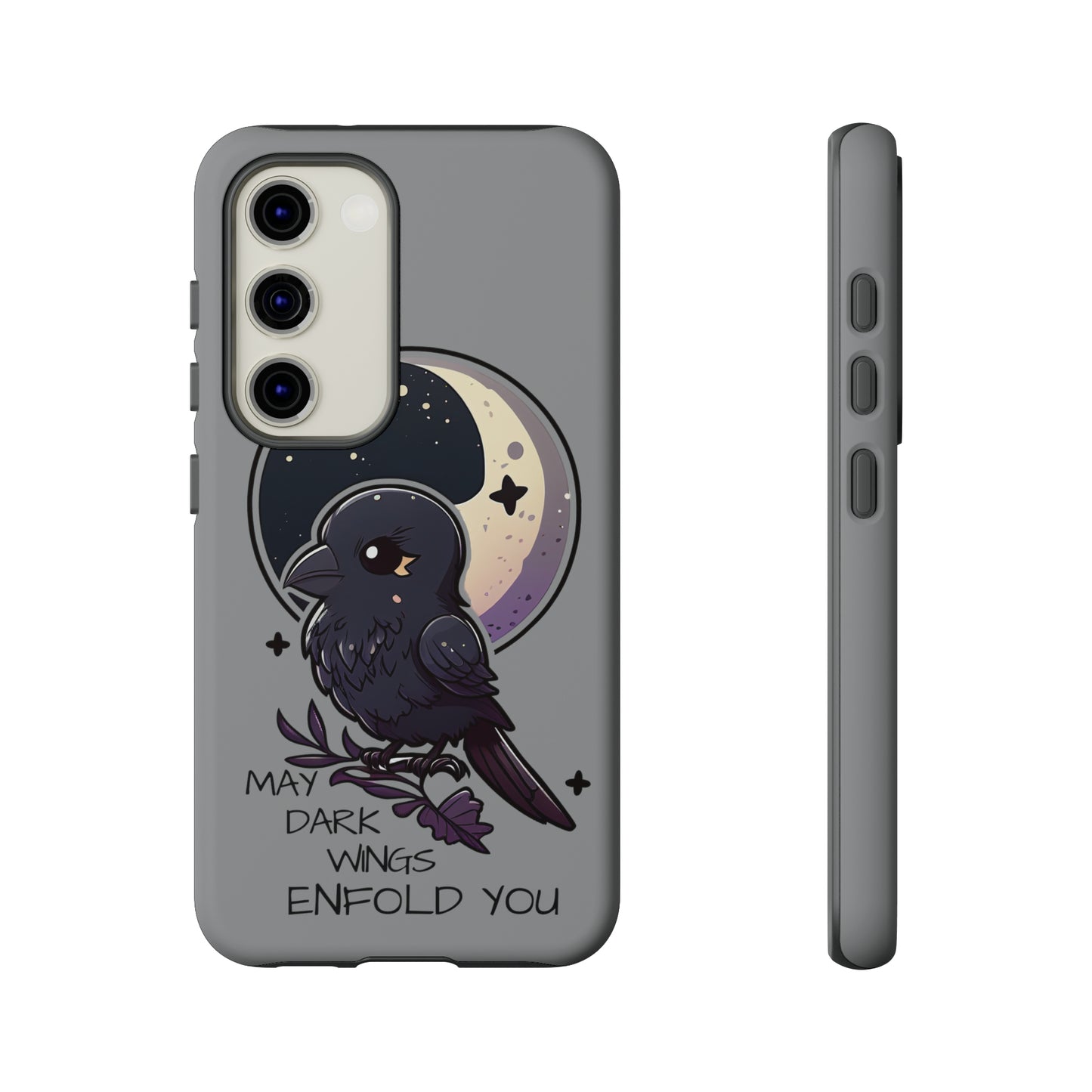 Raven Blessing Tough Phone Case Empath Protection Crowcore Witchcore Odin Edgar Allan Poe Cute Chibi Kawaii Goth Witchy Accessories Yamikawaii Cell Cover