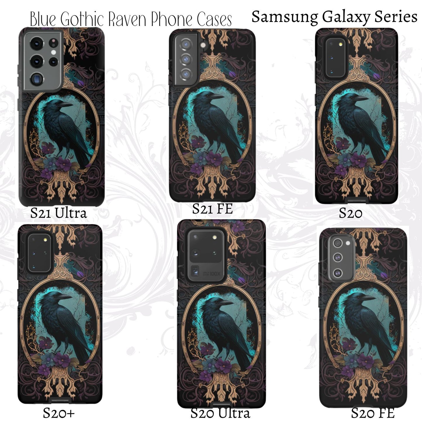 Blue Goth Raven iPhone Samsung and Google Pixel Phone cases!