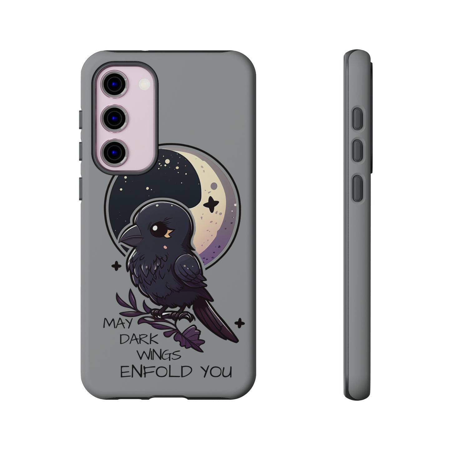 Raven Blessing Tough Phone Case Empath Protection Crowcore Witchcore Odin Edgar Allan Poe Cute Chibi Kawaii Goth Witchy Accessories Yamikawaii Cell Cover