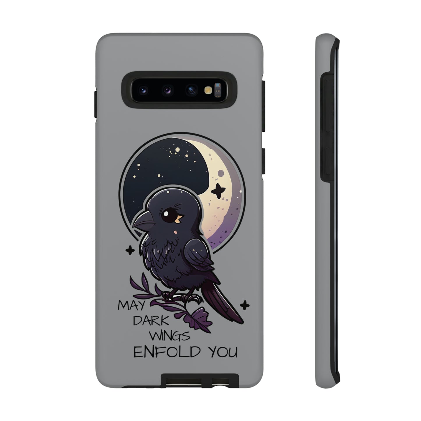 Raven Blessing Tough Phone Case Empath Protection Crowcore Witchcore Odin Edgar Allan Poe Cute Chibi Kawaii Goth Witchy Accessories Yamikawaii Cell Cover