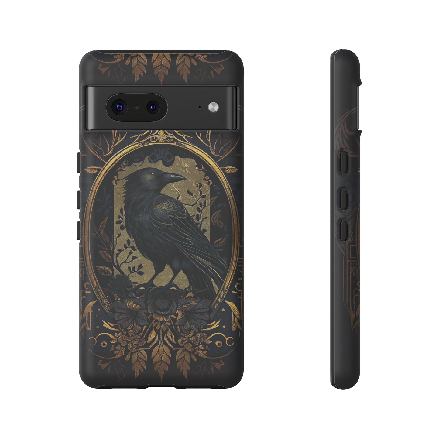 Golden Raven Guardian Phone Case | Elegant Gothic Style 2-layer Tough Phone Cases