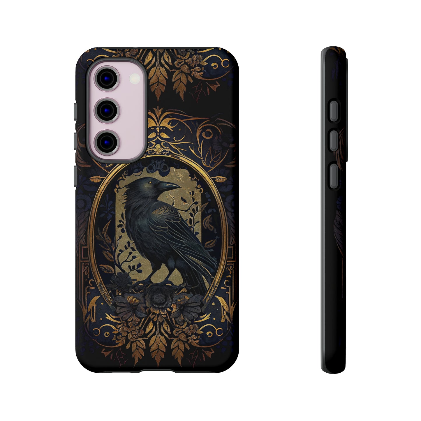 Golden Raven Guardian Phone Case | Elegant Gothic Style 2-layer Tough Phone Cases