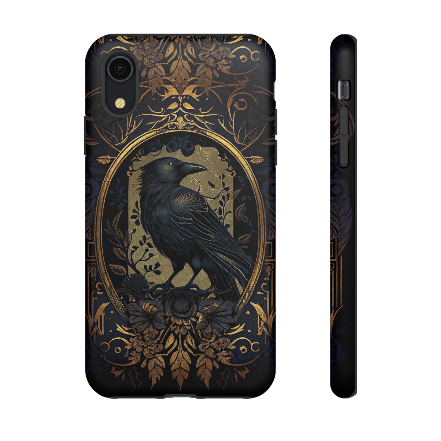 Golden Raven Guardian Phone Case | Elegant Gothic Style 2-layer Tough Phone Cases