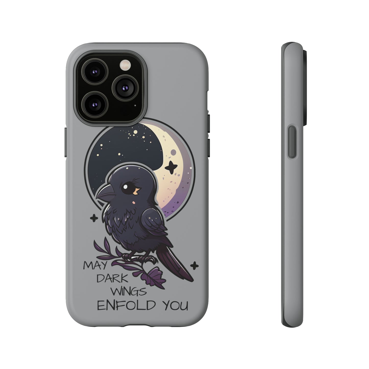 Raven Blessing Tough Phone Case Empath Protection Crowcore Witchcore Odin Edgar Allan Poe Cute Chibi Kawaii Goth Witchy Accessories Yamikawaii Cell Cover