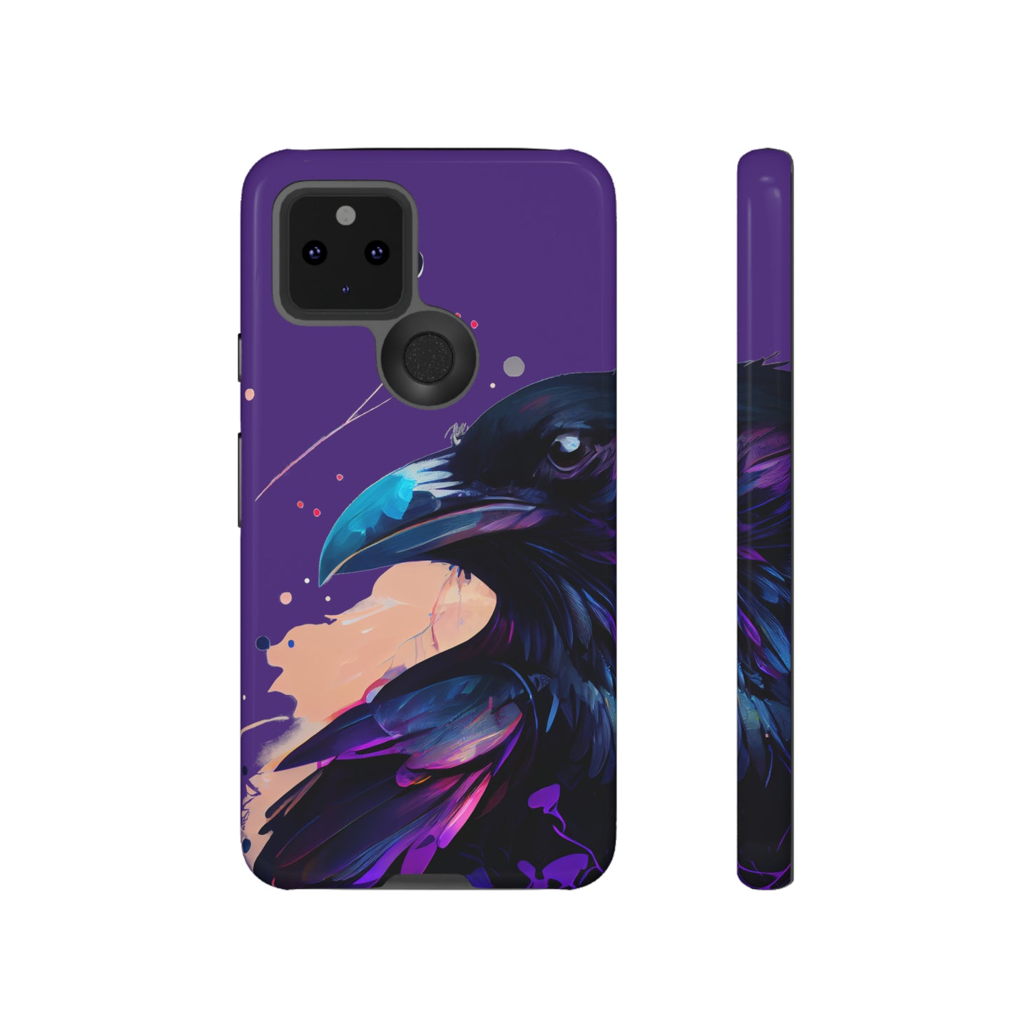 Purple Witchy Raven Print Phone Cover | Glossy Tough Cases iPhone Samsung Google Pixel