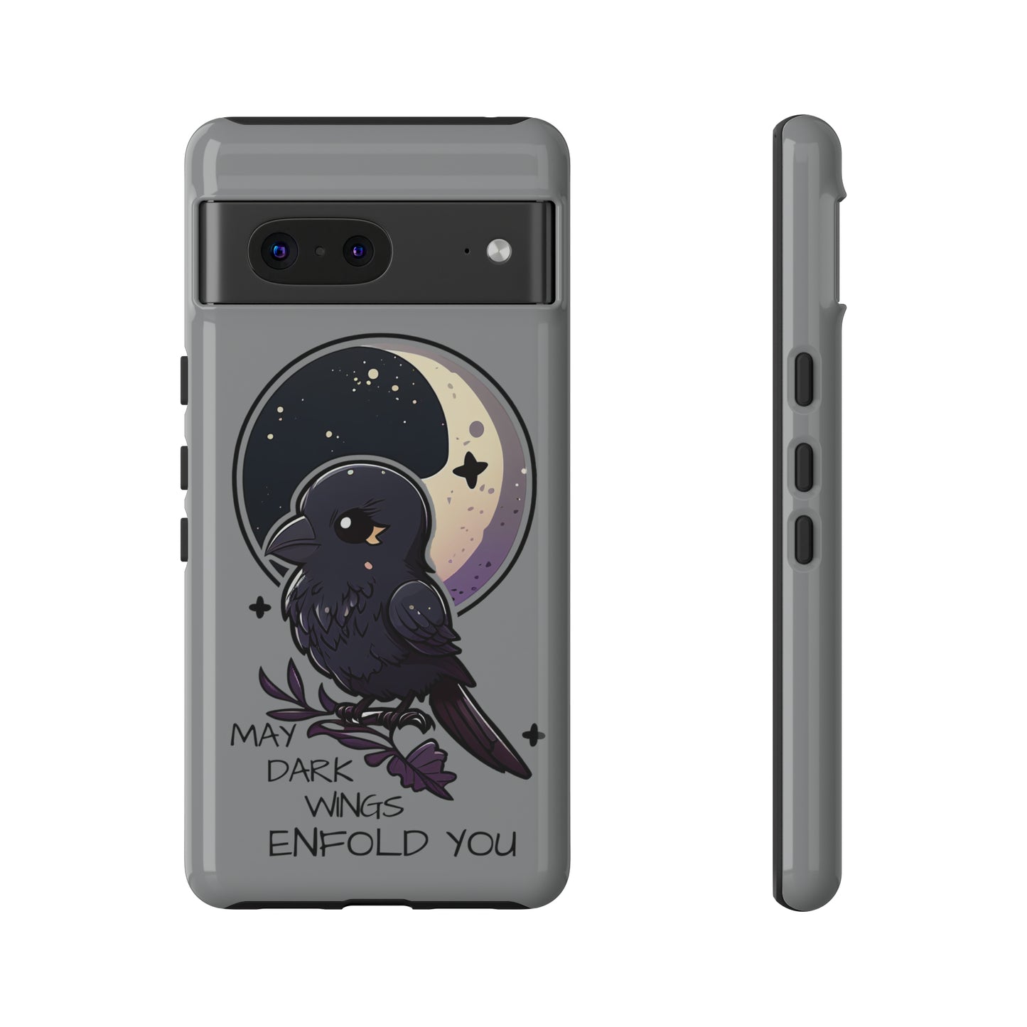 Raven Blessing Tough Phone Case Empath Protection Crowcore Witchcore Odin Edgar Allan Poe Cute Chibi Kawaii Goth Witchy Accessories Yamikawaii Cell Cover