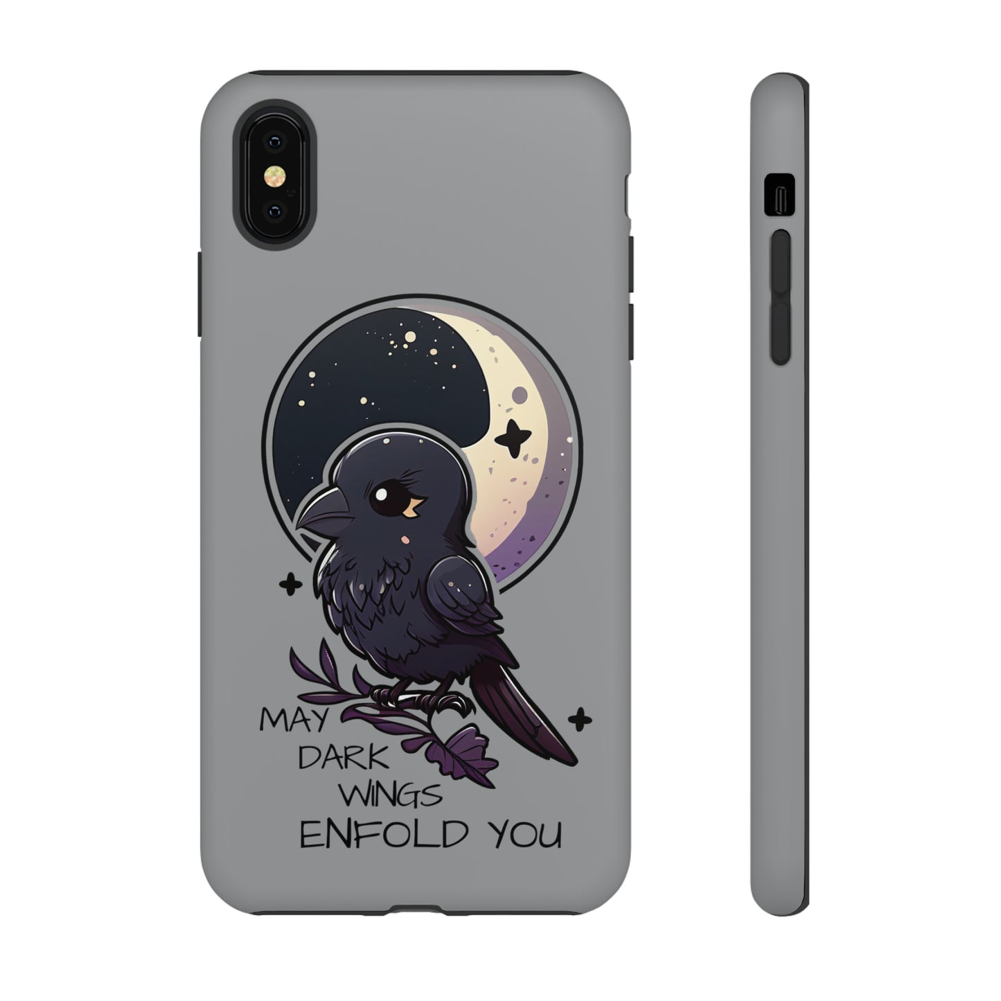 Raven Blessing Tough Phone Case Empath Protection Crowcore Witchcore Odin Edgar Allan Poe Cute Chibi Kawaii Goth Witchy Accessories Yamikawaii Cell Cover