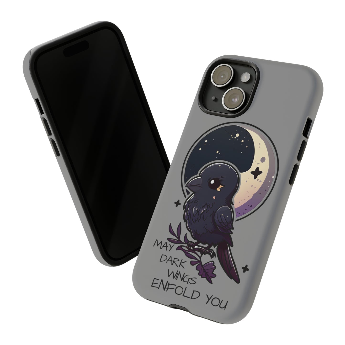 Raven Blessing Tough Phone Case Empath Protection Crowcore Witchcore Odin Edgar Allan Poe Cute Chibi Kawaii Goth Witchy Accessories Yamikawaii Cell Cover