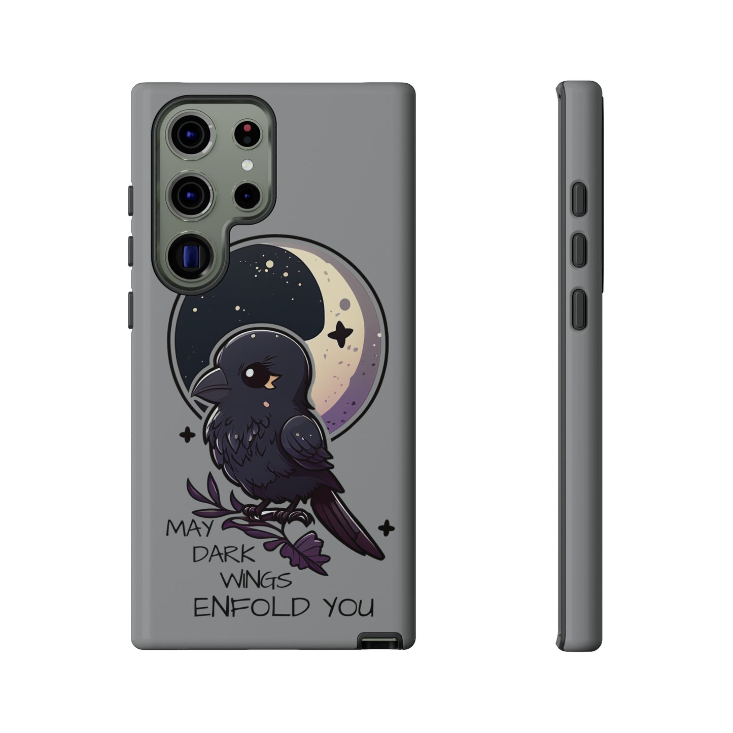 Raven Blessing Tough Phone Case Empath Protection Crowcore Witchcore Odin Edgar Allan Poe Cute Chibi Kawaii Goth Witchy Accessories Yamikawaii Cell Cover