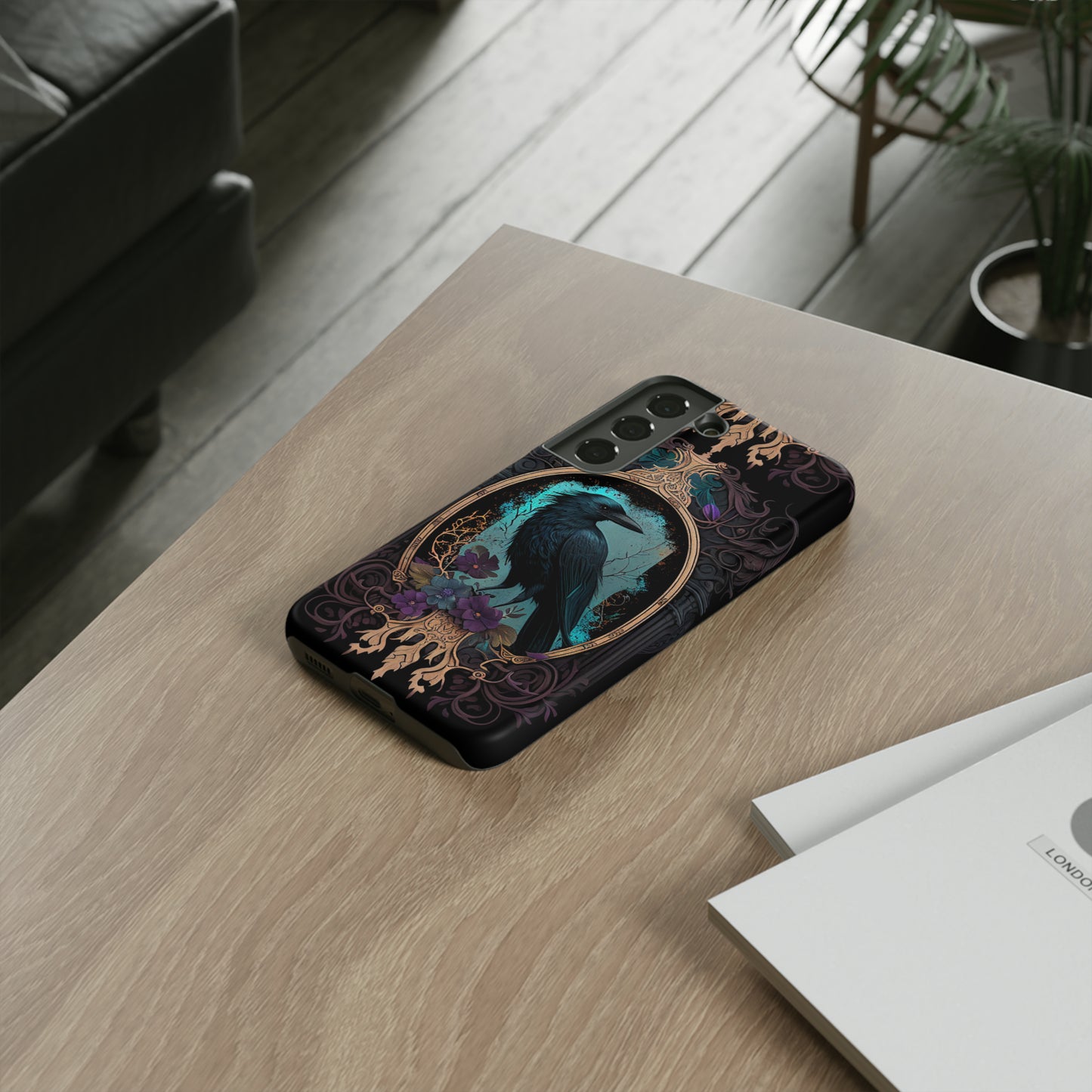 Blue Goth Raven iPhone Samsung and Google Pixel Phone cases!