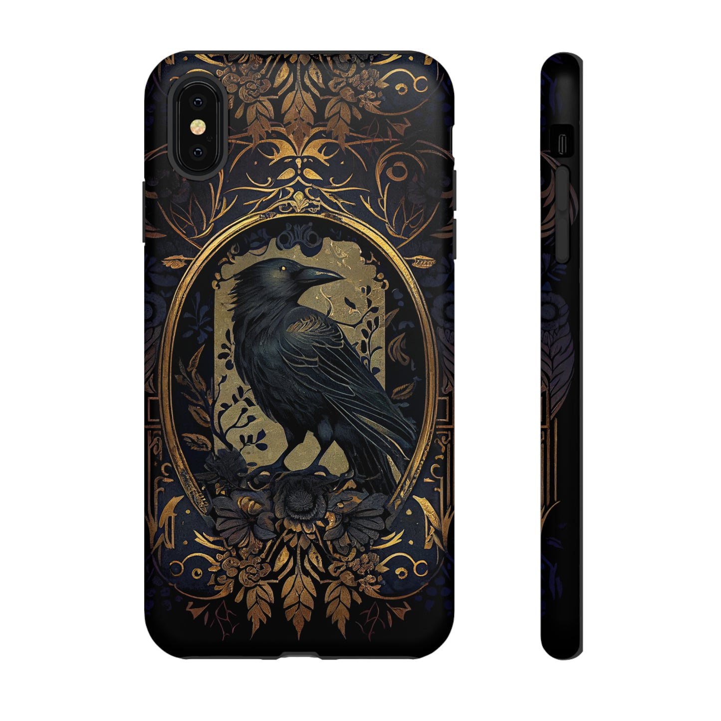 Golden Raven Guardian Phone Case | Elegant Gothic Style 2-layer Tough Phone Cases