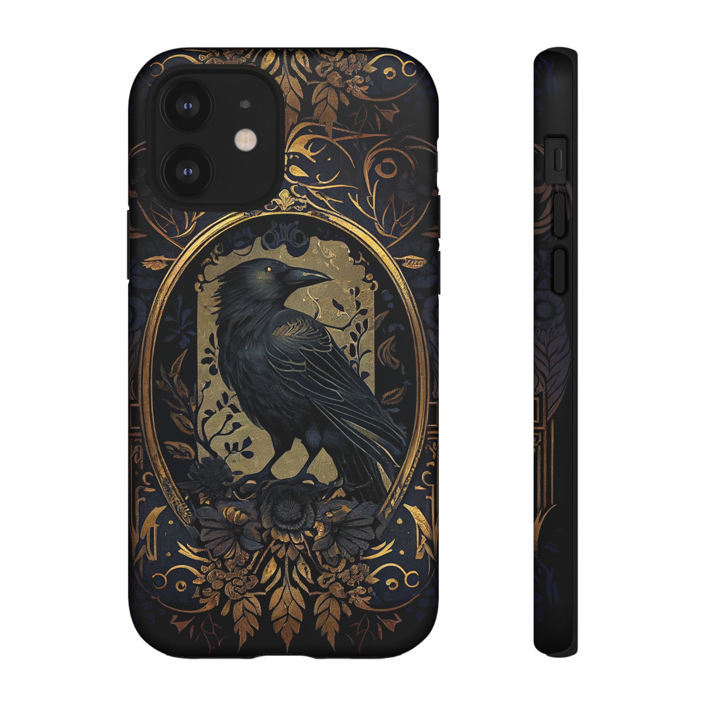 Golden Raven Guardian Phone Case | Elegant Gothic Style 2-layer Tough Phone Cases