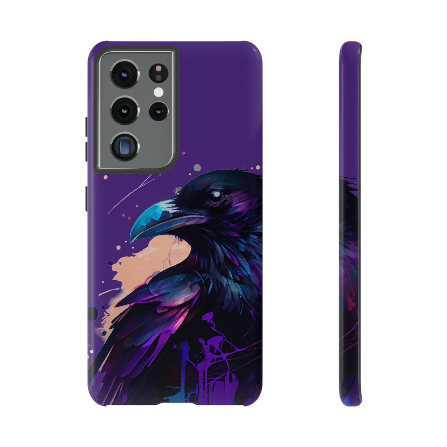 Purple Witchy Raven Print Phone Cover | Glossy Tough Cases iPhone Samsung Google Pixel