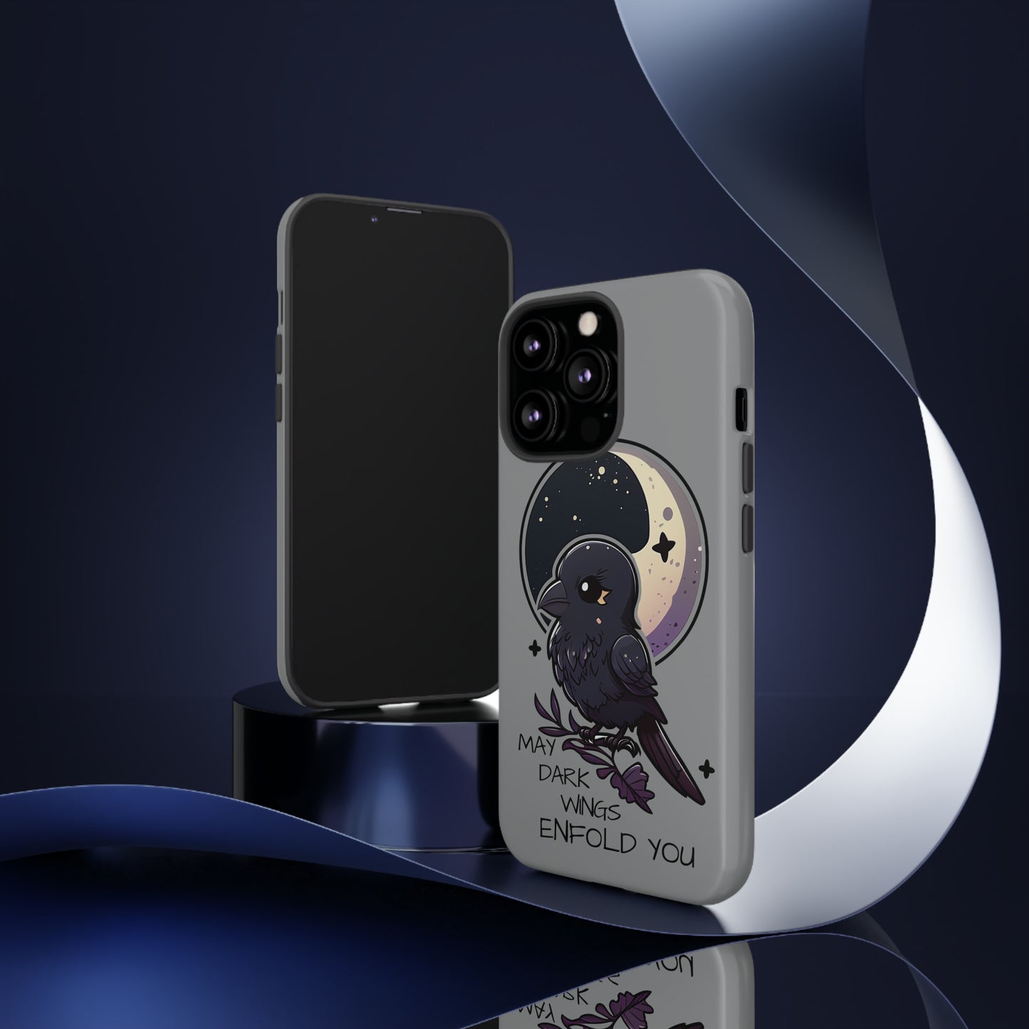 Raven Blessing Tough Phone Case Empath Protection Crowcore Witchcore Odin Edgar Allan Poe Cute Chibi Kawaii Goth Witchy Accessories Yamikawaii Cell Cover